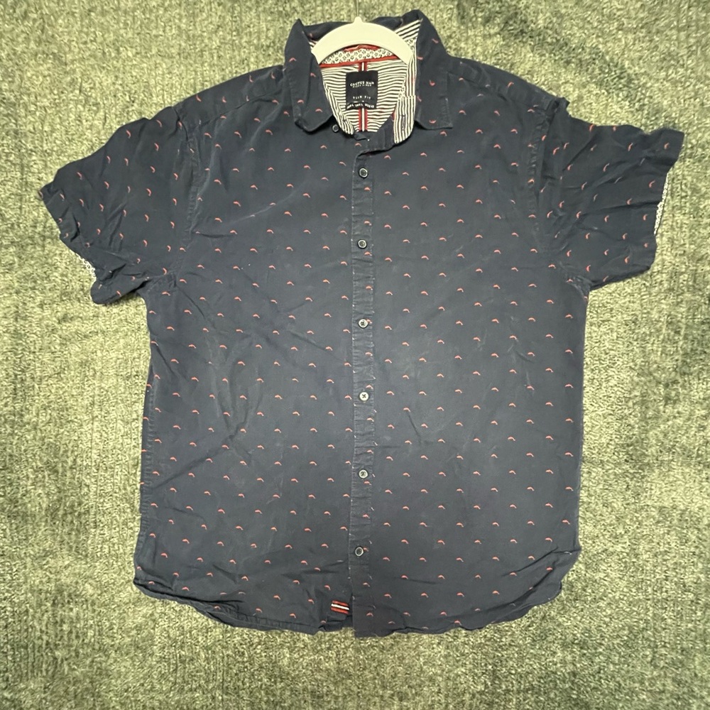 Navy Blue Patterned Men's Shirt
